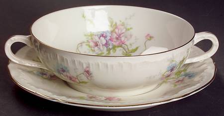 Annette Flat Cream Soup Bowl & Saucer Set by Haviland