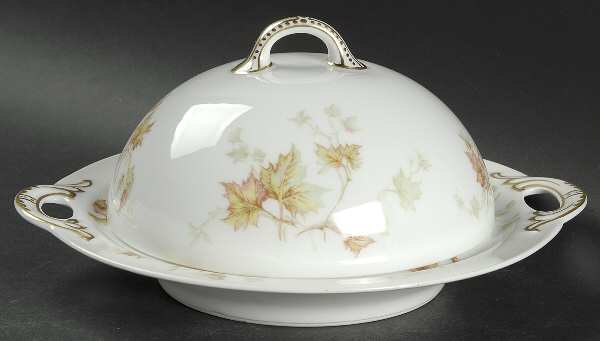 Autumn Leaf (No Trim) Round Covered Butter with Strainer