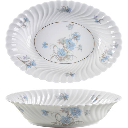 Bergere (Blue Flowers, Gold Verge) 10" Oval Vegetable Bowl