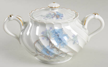 Bergere (Blue Flowers, Gold Verge) Sugar Bowl & Lid