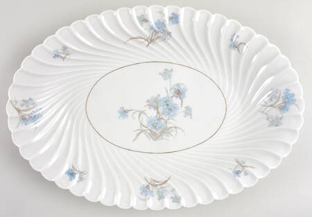 Bergere (Blue Flowers, Gold Verge) 15" Oval Serving Platter
