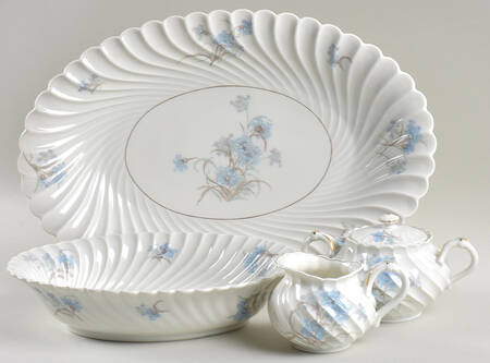 Bergere (Blue Flowers, Gold Verge) 5 Piece Hostess Set