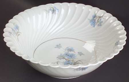 Bergere (Blue Flowers, Gold Verge) 10" Large Salad Serving Bowl