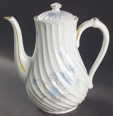 Bergere (Blue Flowers, Gold Verge) Coffee Pot & Lid