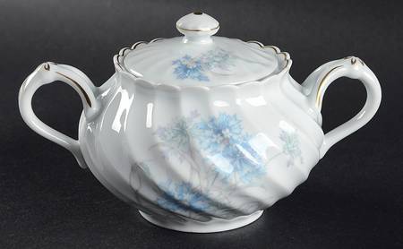 Bergere (Blue Flowers, Gold Verge) Sugar Bowl & Lid
