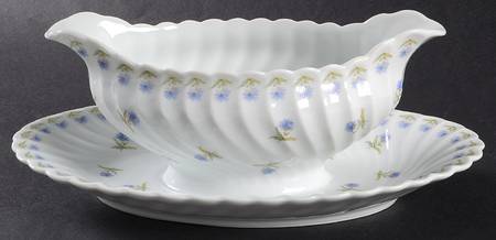 Bleuets Gravy Boat with Attached Underplate