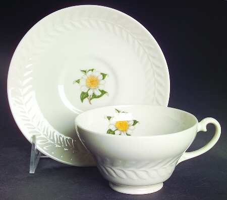 Camellia Footed Cup & Saucer Set