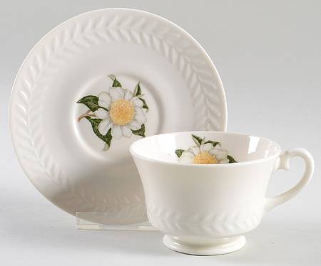 Camellia Footed Cup & Saucer Set