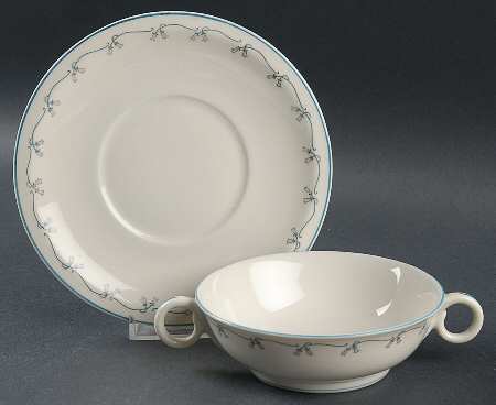 Linneae-Linnaea Footed Cream Soup Bowl & Saucer Set by Haviland