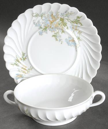 Margaux Flat Cream Soup Bowl & Saucer Set by Haviland
