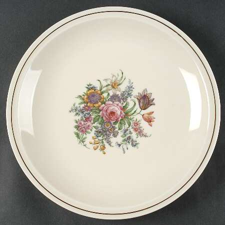 Miramar (Floral Center, Gold Band) 12" Chop Plate (Round Platter)