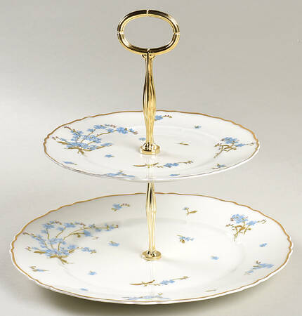 Montmery (Forget Me Nots) 6 5/8"-10"  2 Tiered Serving Tray (Dp, Sp) HC
