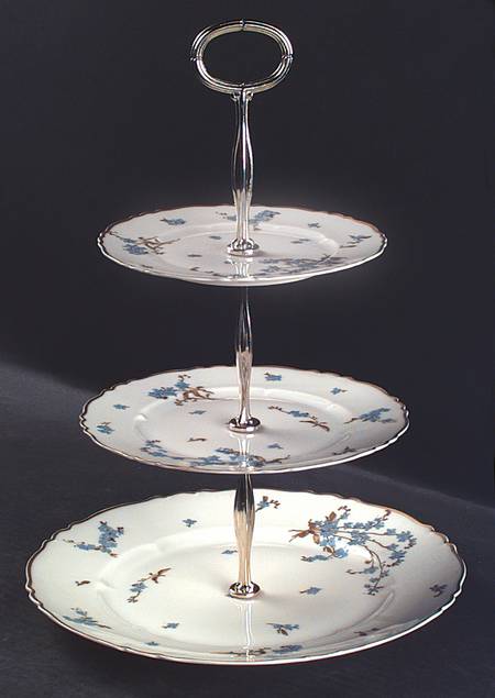 Montmery (Forget Me Nots) 13 7/8"-14 1/4" 3-Tiered Serving Tray(DP,SP,BB) HC
