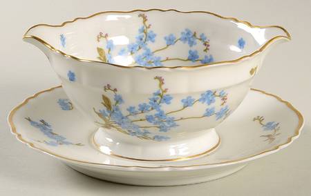 Montmery (Forget Me Nots) Gravy Boat with Attached Underplate