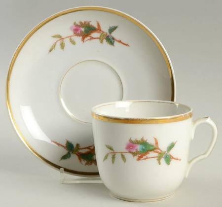 Moss Rose (Thick Gold Trim) Flat Cup & Saucer Set