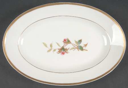 Moss Rose (Thick Gold Trim) 11" Oval Serving Platter
