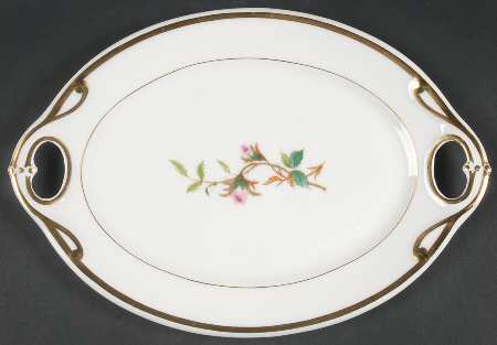 Moss Rose (Thick Gold Trim) 13" Oval Serving Platter