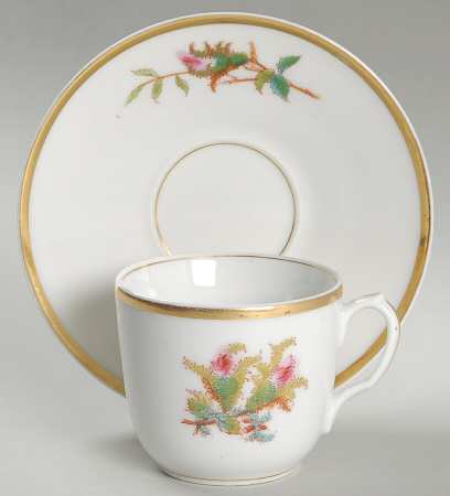 Moss Rose (Thick Gold Trim) Flat Cup & Saucer Set