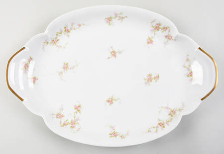 Pink Spray 16" Oval Handled Platter