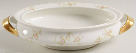 Pink Spray Oval Vegetable No Lid