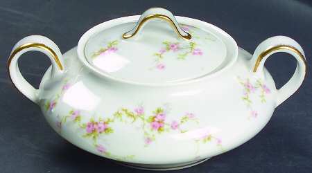 Pink Spray Sugar Bowl & Lid