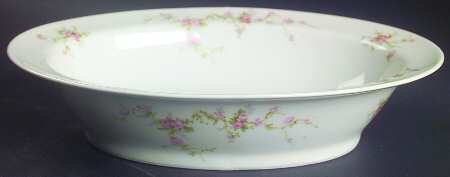 Pink Spray 9" Oval Vegetable Bowl