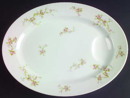 Pink Spray 13" Oval Serving Platter