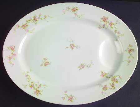 Pink Spray 15" Oval Serving Platter