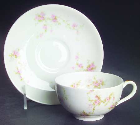 Pink Spray Flat Cup & Saucer Set