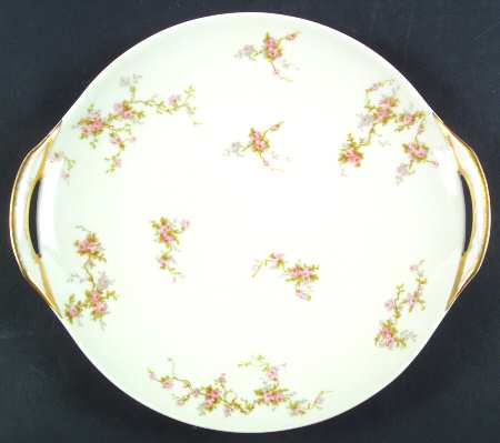 Pink Spray Handled Cake Plate