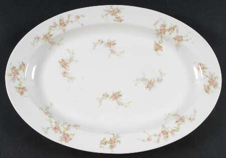 Pink Spray 14" Oval Serving Platter