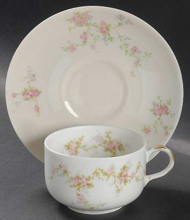 Pink Spray Flat Cup & Saucer Set