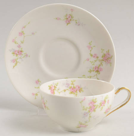 Pink Spray Flat Cup & Saucer Set
