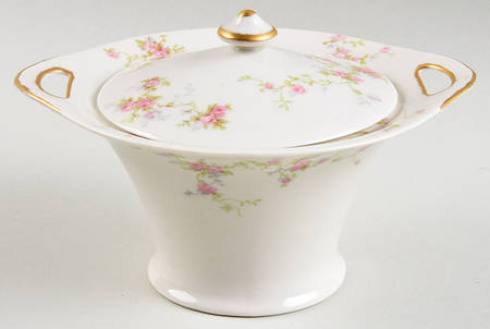 Pink Spray Sugar Bowl & Lid