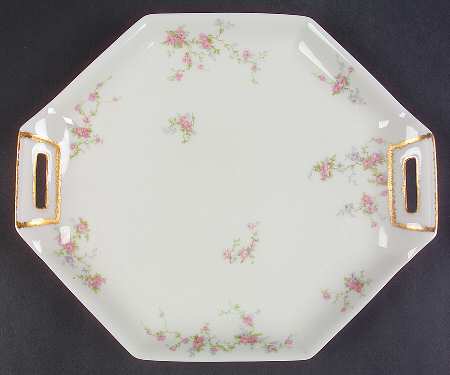 Pink Spray Handled Cake Plate