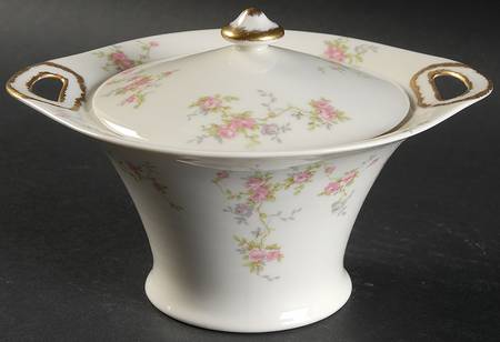 Pink Spray Sugar Bowl & Lid