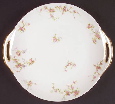 Pink Spray Handled Cake Plate
