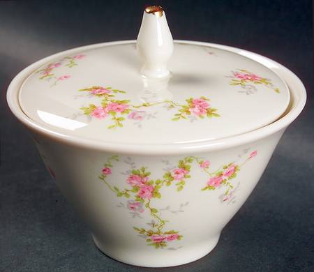 Pink Spray Sugar Bowl & Lid