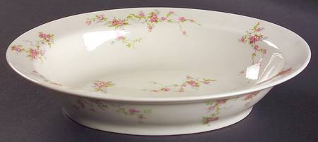 Pink Spray 9" Oval Vegetable Bowl