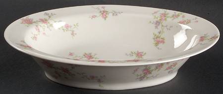 Pink Spray 9" Oval Vegetable Bowl