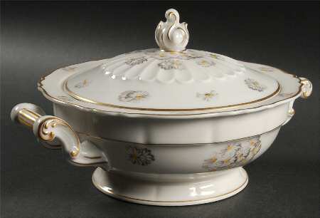 Primrose (White, Scalloped) Round Covered Vegetable by Haviland