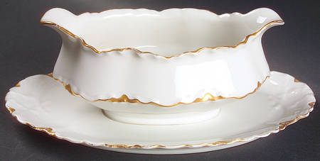 Ranson (Gold Trim) Gravy Boat with Attached Underplate