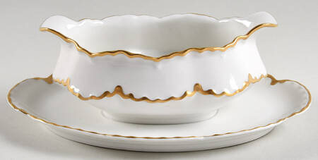 Ranson (Gold Trim) Gravy Boat with Attached Underplate