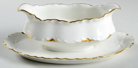 Ranson (Gold Trim) Gravy Boat with Attached Underplate