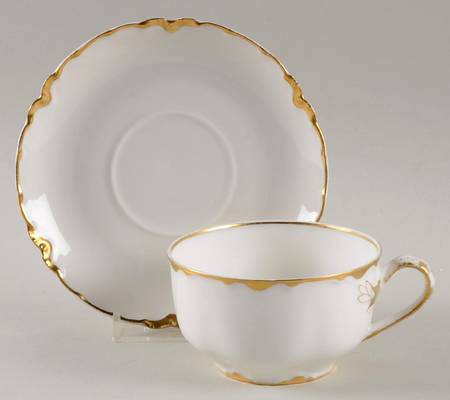 Ranson (Gold Trim) Flat Cup & Saucer Set by Haviland