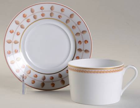 Rivoli (Brown Trim) Flat Cup & Saucer Set by Haviland