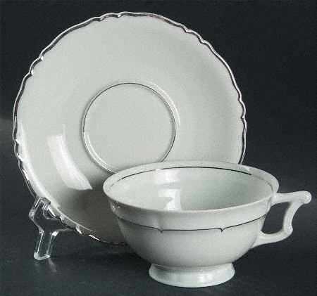 Rivoli (Platinum Trim) Footed Cup & Saucer Set
