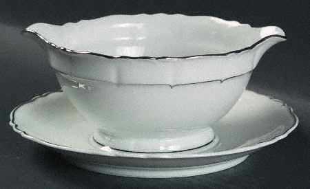 Rivoli (Platinum Trim) Gravy Boat with Attached Underplate
