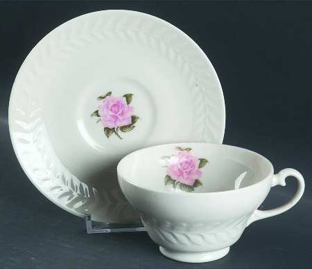 Rose Footed Cup & Saucer Set by Haviland