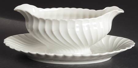 Torse White (Newer, Post 1950) Gravy Boat with Attached Underplate